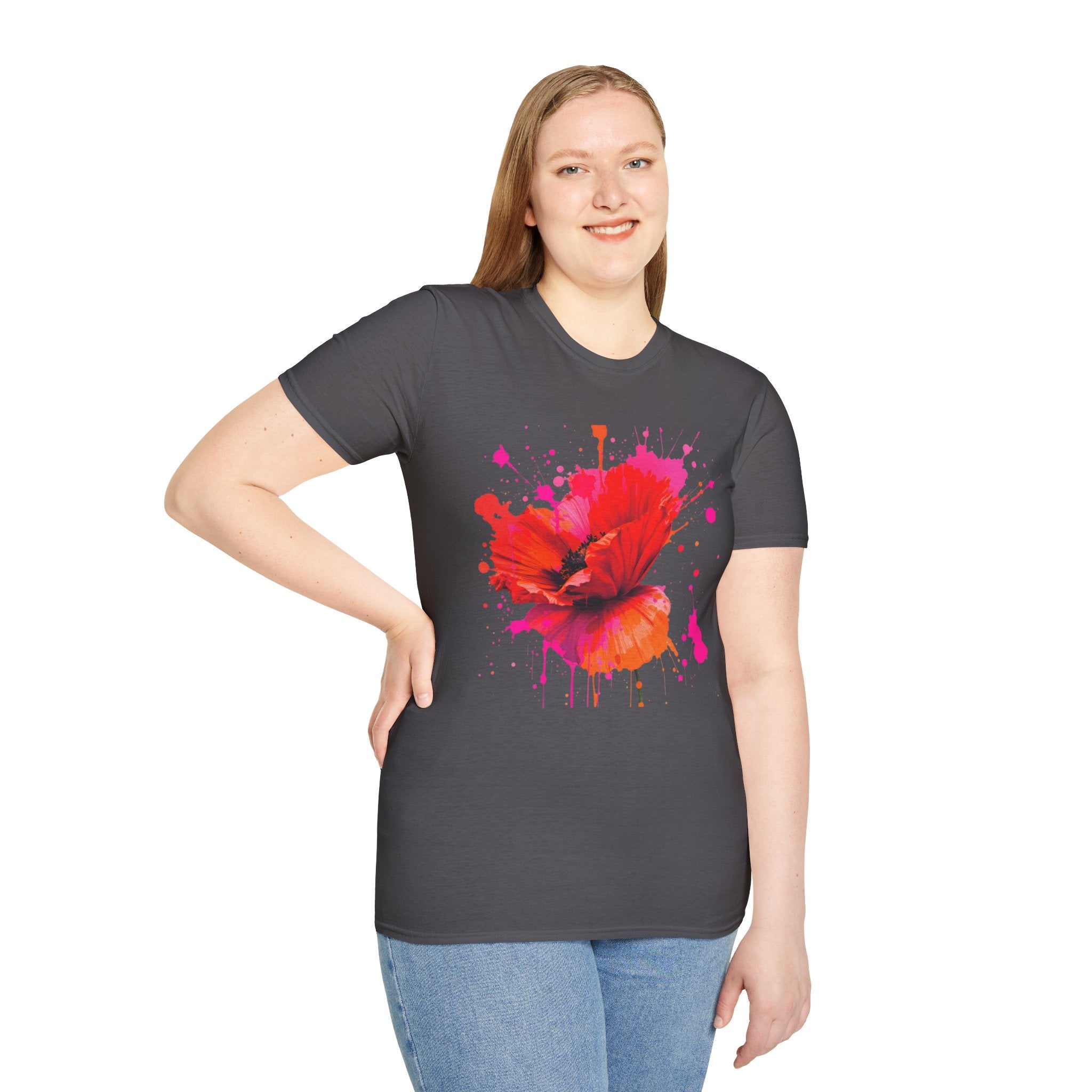 Vibrant Poppy Unisex T-Shirt, Colorful Art Tee, Summer Fashion, Gift for Nature Lovers, Casual Wear, Statement Piece
