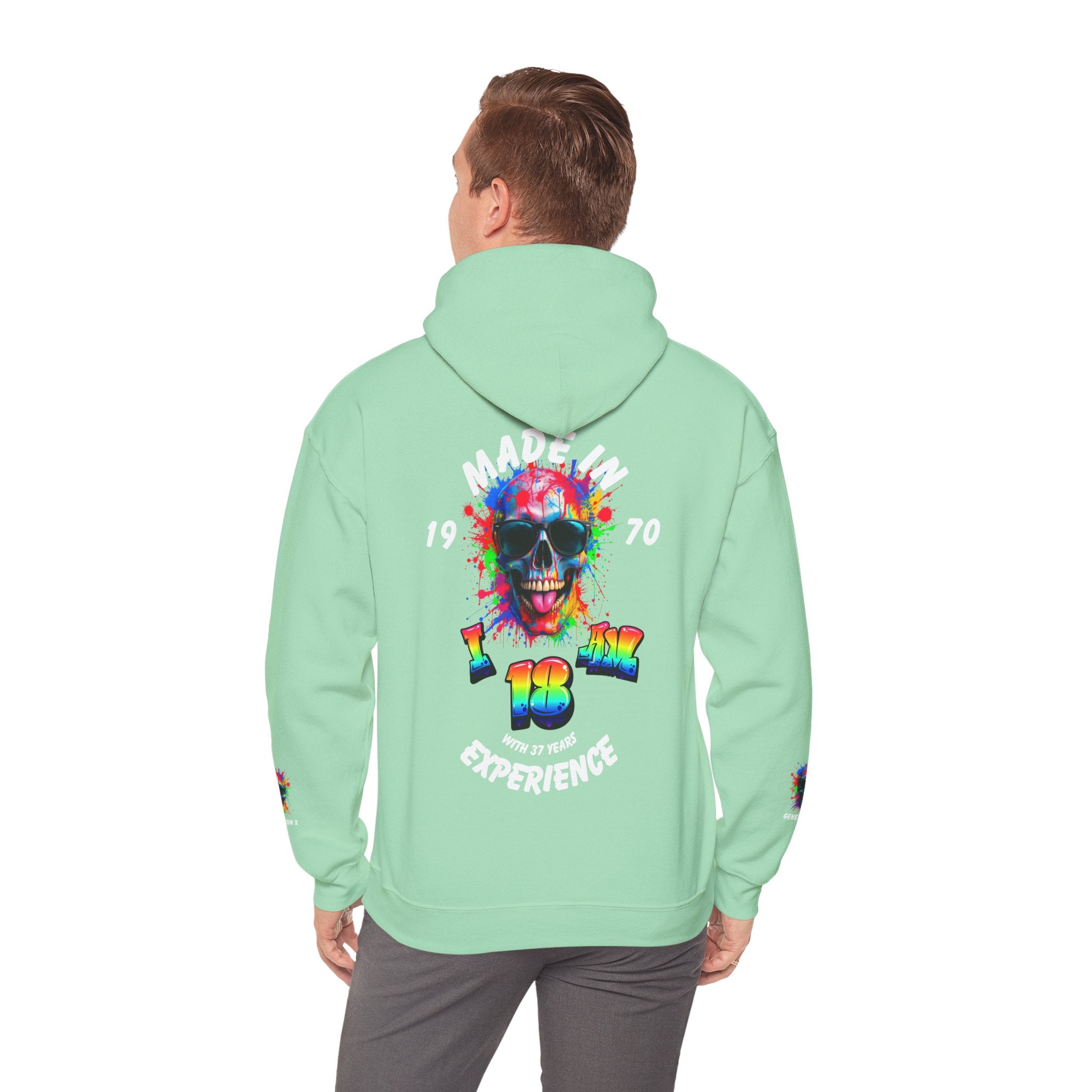 Colorful Retro Skull Hoodie, Unisex Heavy Blend Sweatshirt, Gift for Birthday, Casual Wear, Vintage Style