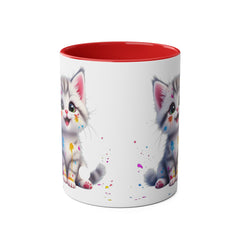 Cute Cat Two-Tone Coffee Mug for Cat Lovers