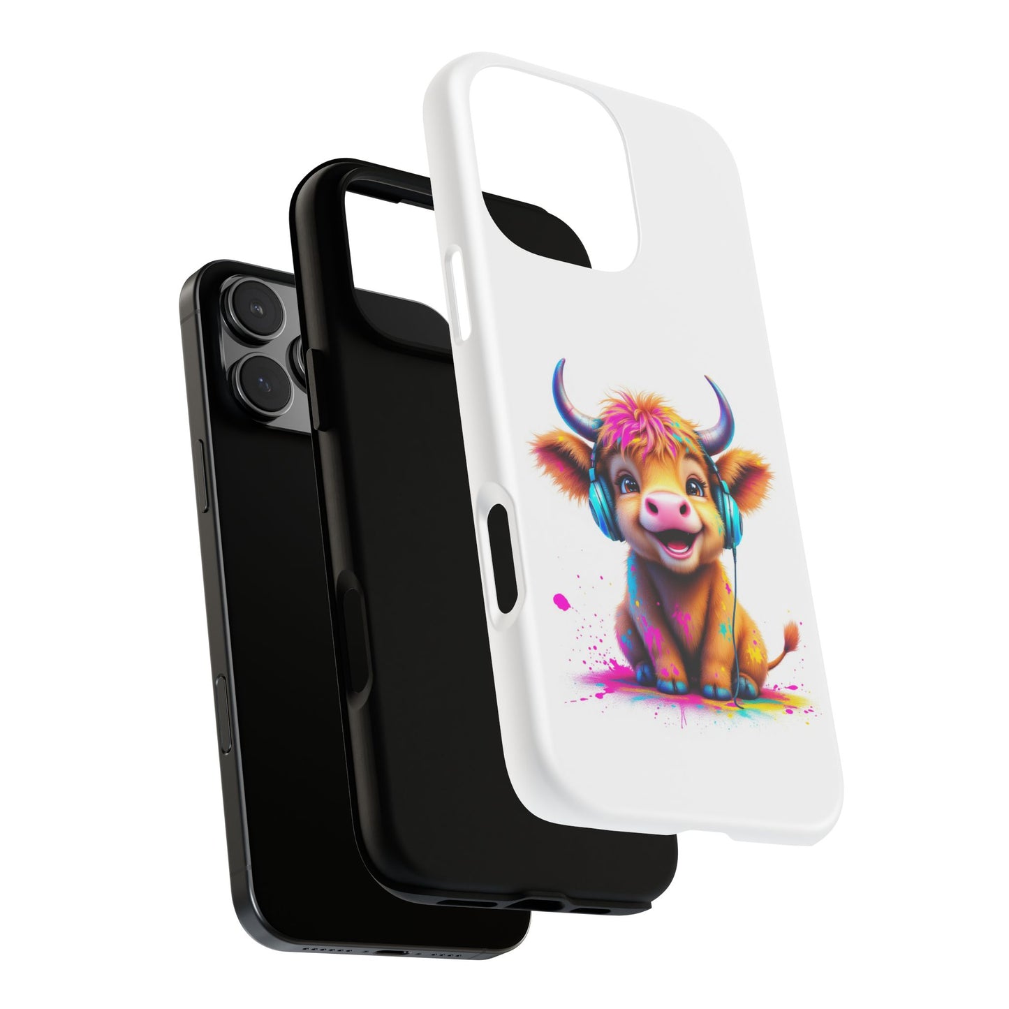 Cute Cow Phone Case with Headphones – Tough Cases