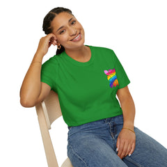 Vibrant Rainbow Softstyle T-Shirt, Unisex Pride Tee, LGBTQ+ Apparel, Colorful Casual Wear, Summer Festival Shirt