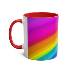Vibrant Rainbow Two-Tone Coffee Mug - 11oz Colorful Drinkware