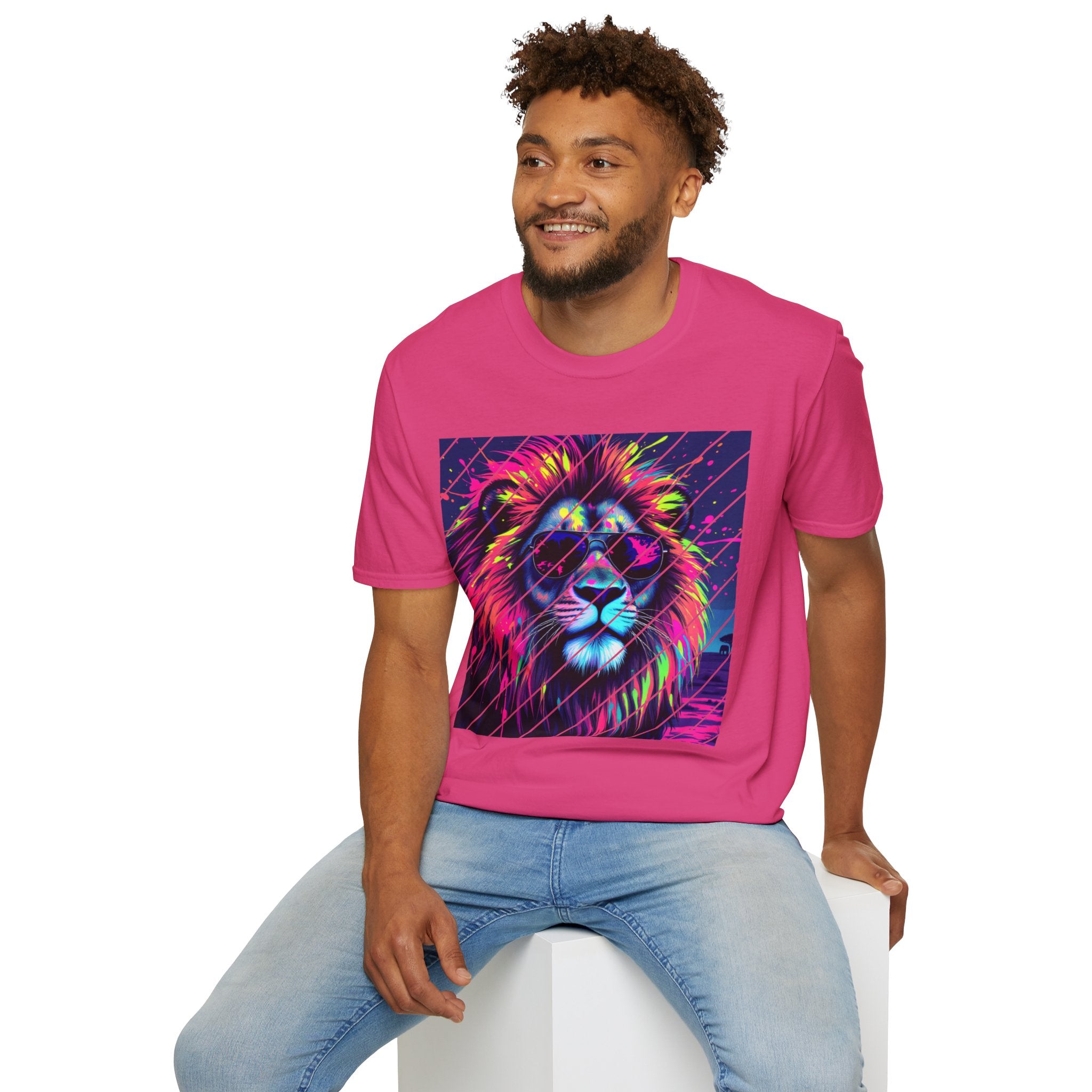 Vibrant Lion Graphic T-Shirt, Colorful Unisex Tee, Gift for Animal Lovers, Trendy Casual Wear, Perfect for Birthdays and Celebrations