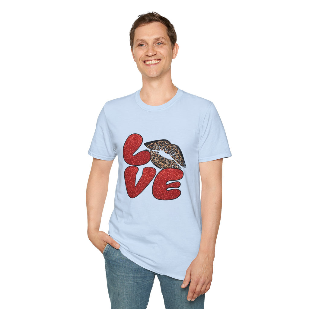Leopard Love Graphic T-Shirt, Cute Valentine's Day Shirt, Casual Love Tee, Unisex Softstyle Top, Trendy Gift for Her