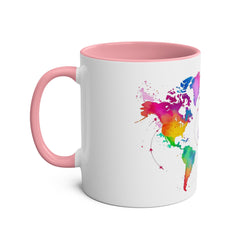 Colorful Map Two-Tone Coffee Mug - 11oz Travel Lovers Gift
