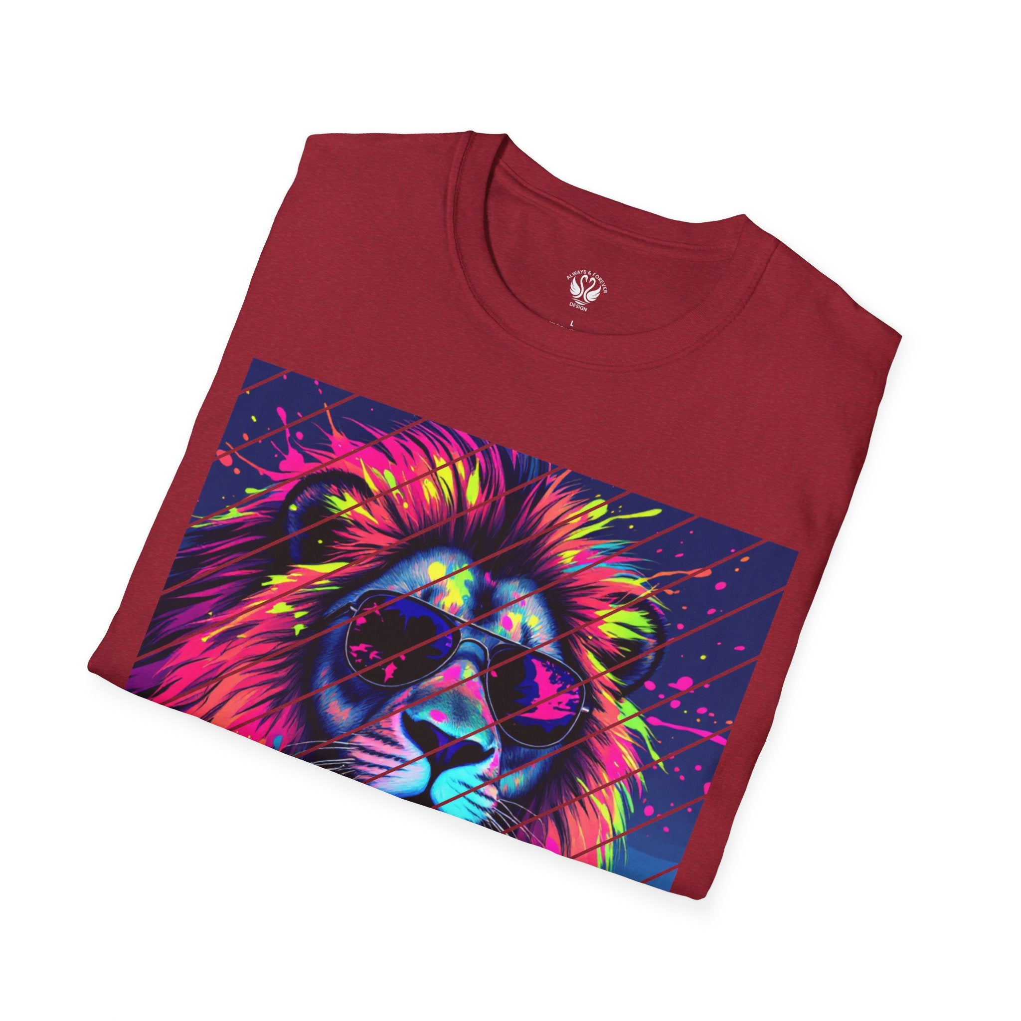 Vibrant Lion Graphic T-Shirt, Colorful Unisex Tee, Gift for Animal Lovers, Trendy Casual Wear, Perfect for Birthdays and Celebrations