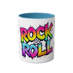 Colorful Rock & Roll Coffee Mug - 11oz Two-Tone Mug for Music Lovers