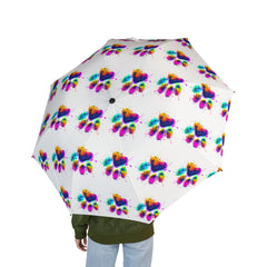 Colourful Paw Print Artistic Umbrella - Semi-Automatic Foldable Design