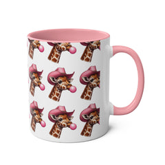 Fun Giraffe Coffee Mug, Whimsical Cup, Red Two-Tone Mug, Cute Gifts, Animal Lover Drinkware, Perfect for Birthdays, Unique Kitchen Decor