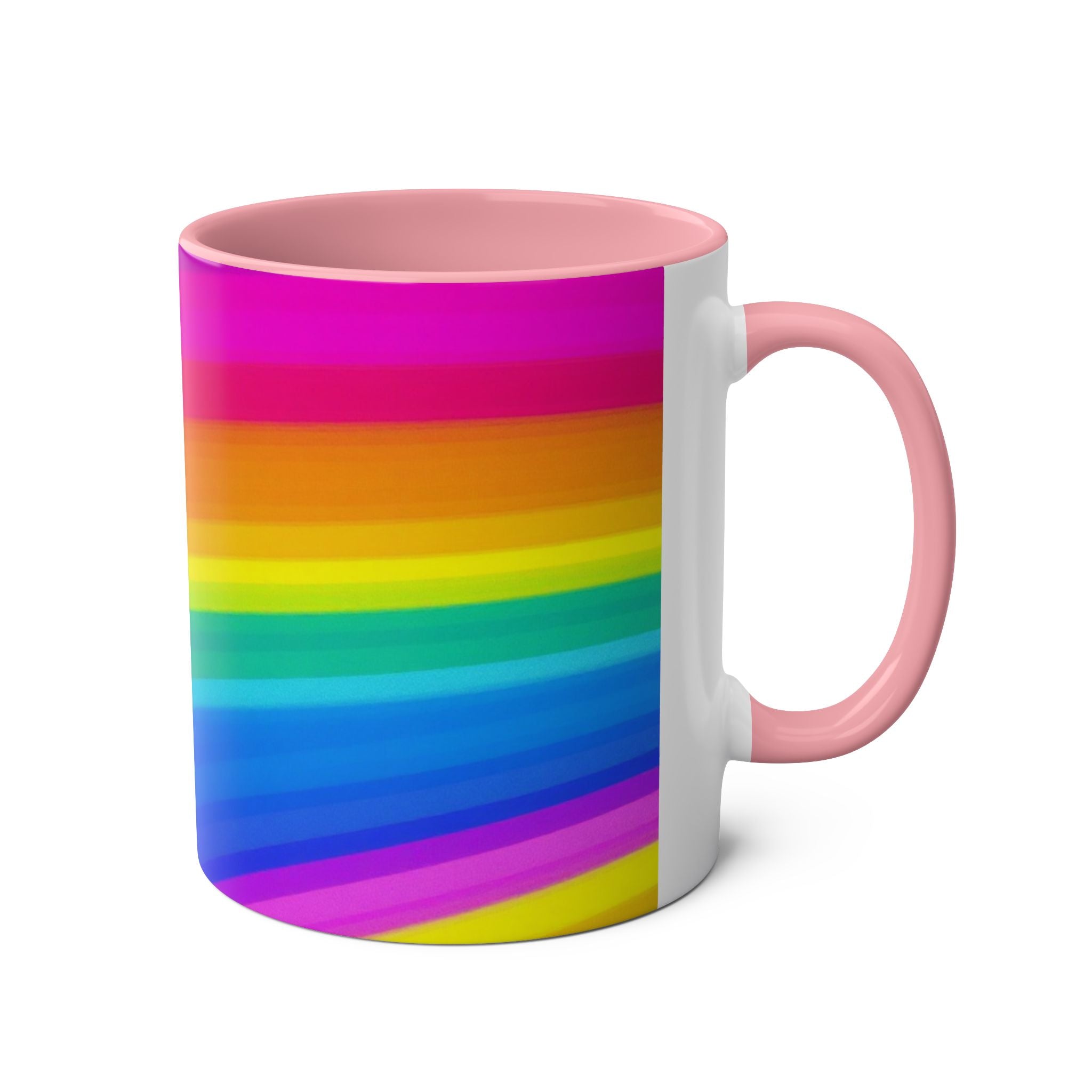 Vibrant Rainbow Two-Tone Coffee Mug - 11oz Colorful Drinkware