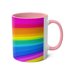 Vibrant Rainbow Two-Tone Coffee Mug - 11oz Colorful Drinkware