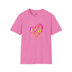 Pink Zebra Heart Unisex T-Shirt, Custom Love Shirt, Casual Wear, Gift for Her, Trendy Summer Tee
