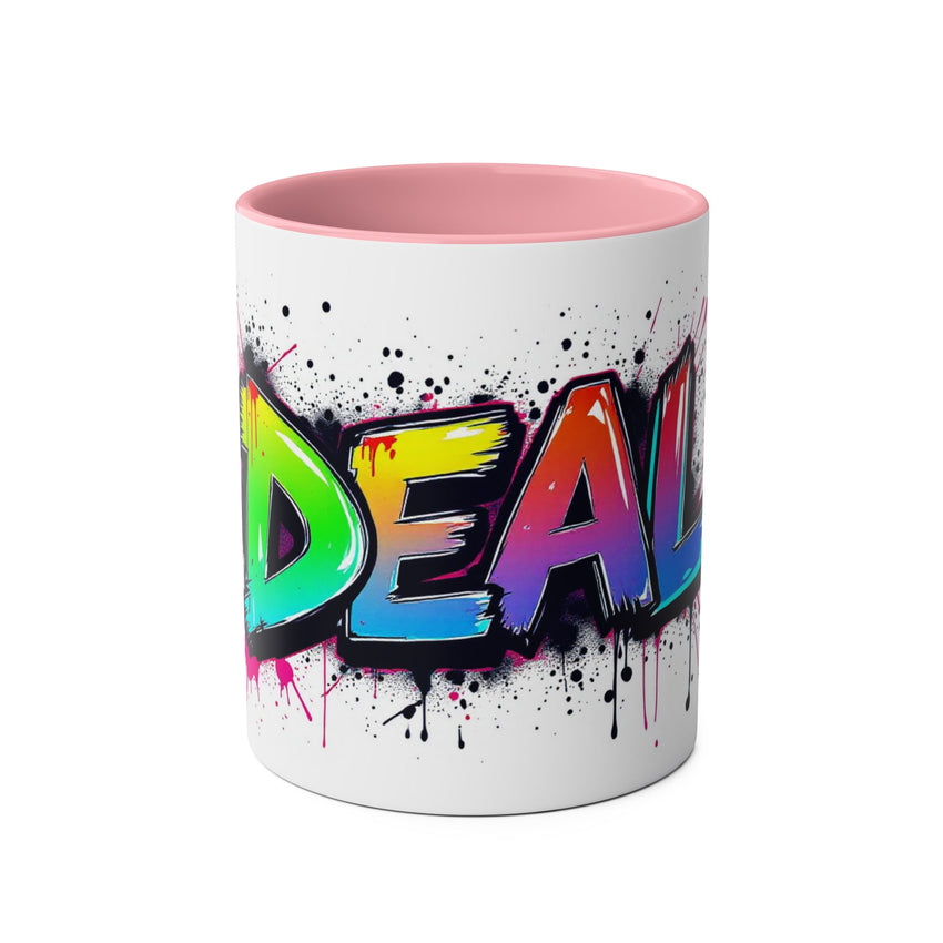 Glamorous Two-Tone Coffee Mug - 'DEAL' Design, 11oz - Perfect for Coffee Lovers and Gift Giving!