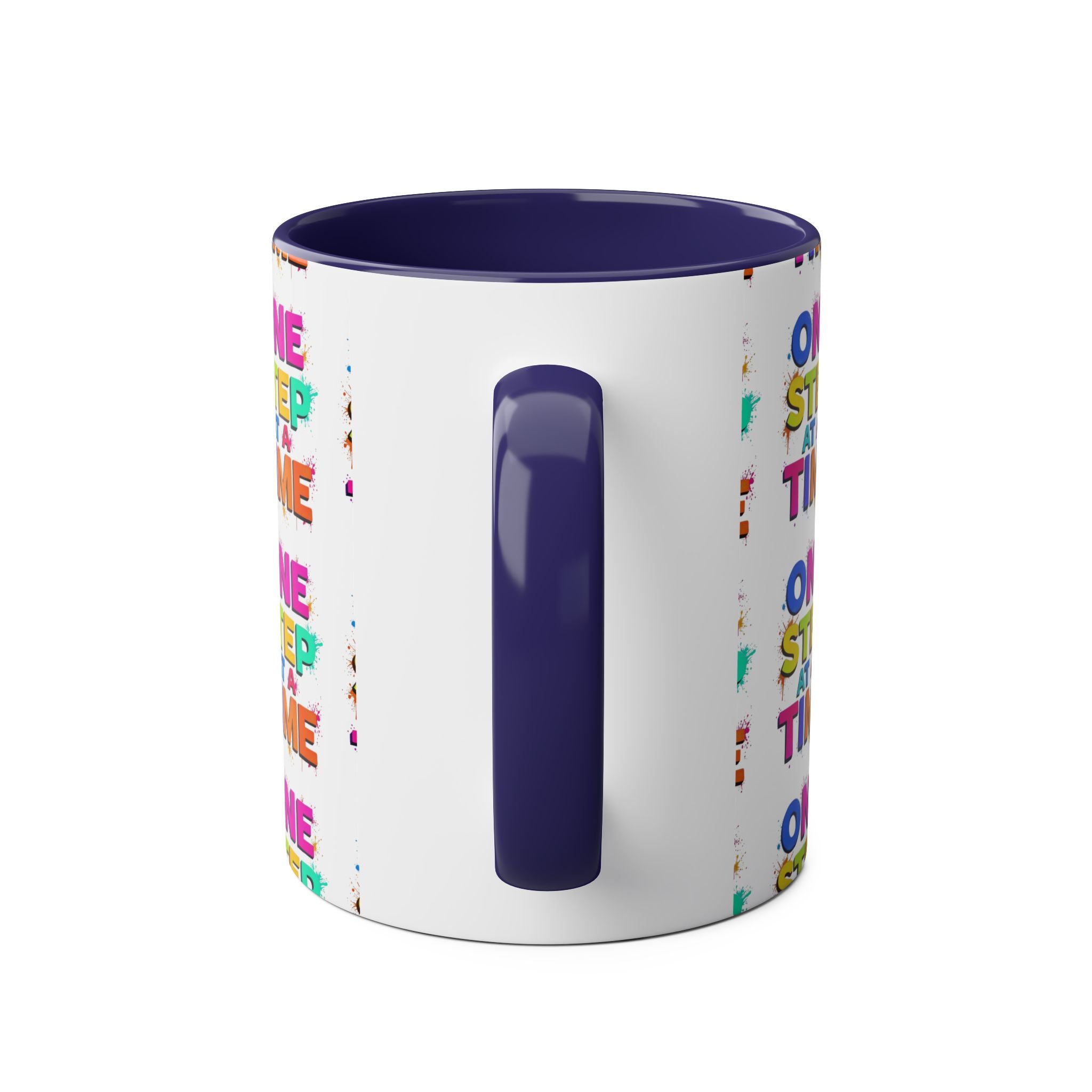 Motivational Two-Tone Coffee Mug - "One Step at a Time" - 11oz