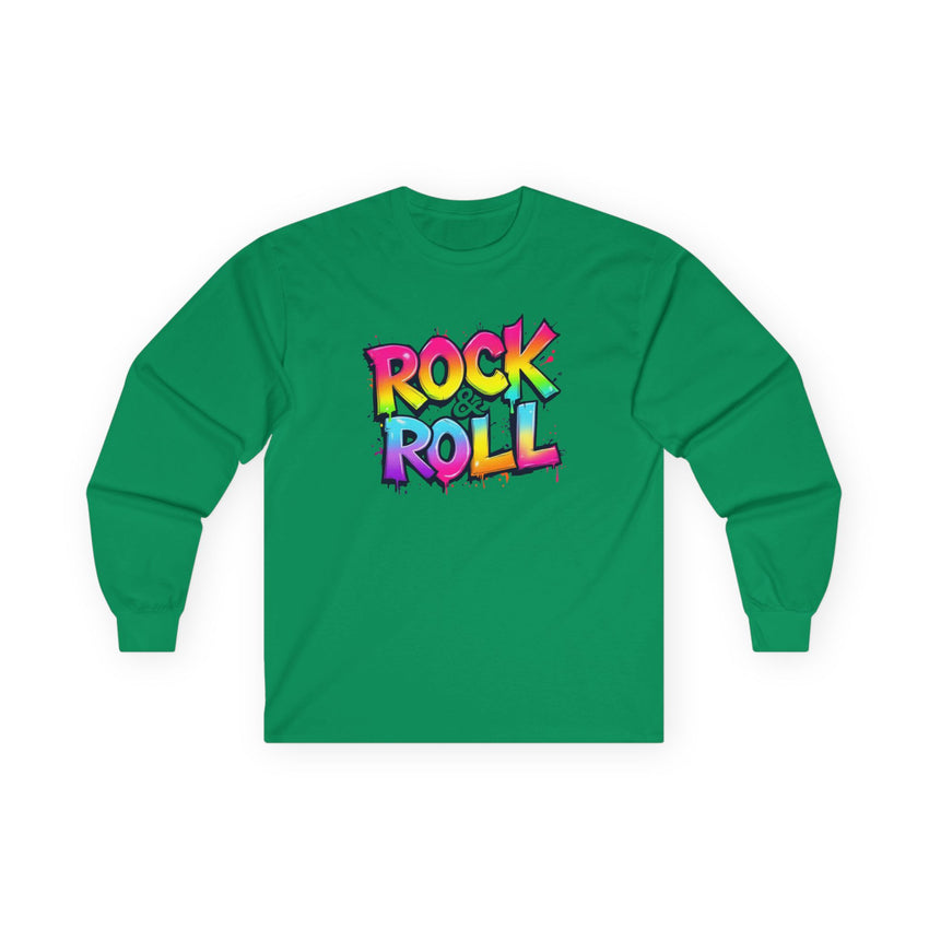 Rock & Roll Unisex Long Sleeve Tee - Vibrant Graffiti Design for Music Lovers