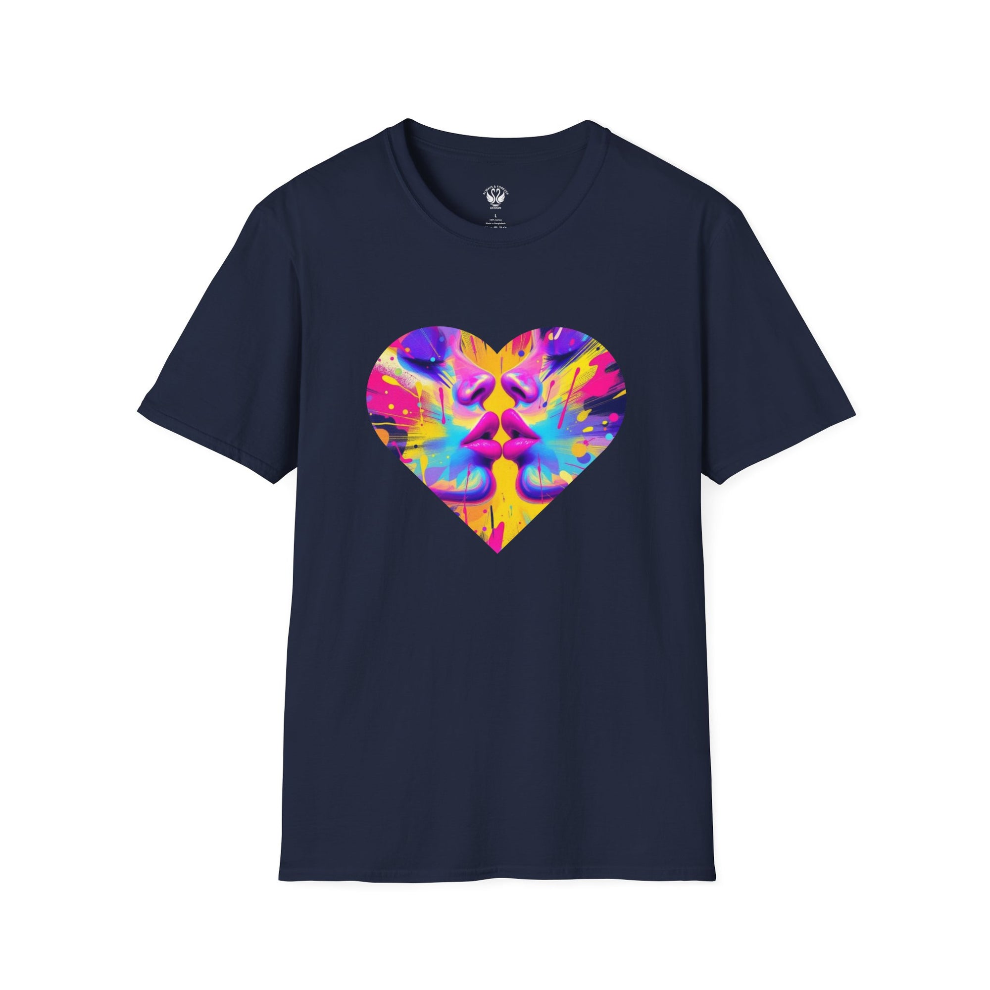 Vibrant Heart Art T-Shirt, Colorful Unisex Tee for Couples, Gift for Valentine's Day, Artistic Love Shirt, Casual Everyday Wear