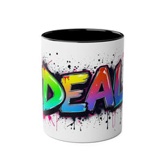 Glamorous Two-Tone Coffee Mug - 'DEAL' Design, 11oz - Perfect for Coffee Lovers and Gift Giving!