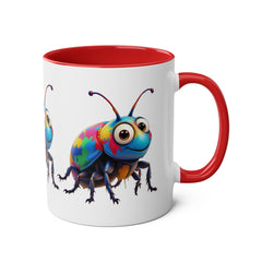 Colorful Beetle Two-Tone Coffee Mug - 11oz Fun and Whimsical Design