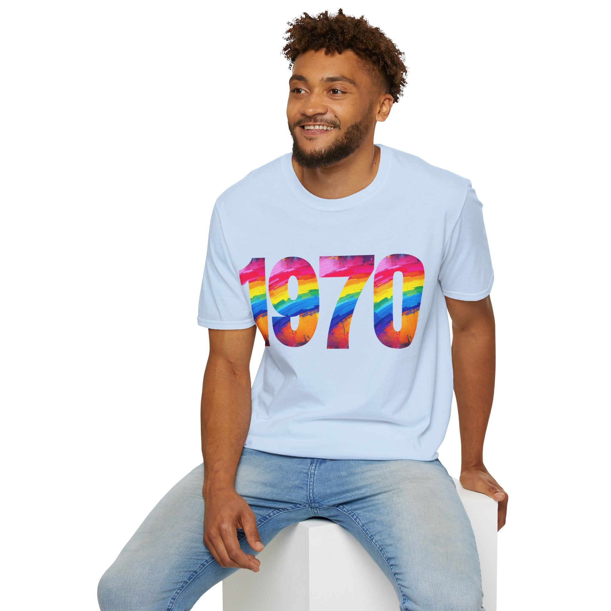 Retro 1970 Rainbow Unisex T-Shirt, Vintage Graphic Tee, LGBTQ Pride Apparel, Casual Streetwear, Gift Idea for Birthdays
