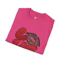 Leopard Love Graphic T-Shirt, Cute Valentine's Day Shirt, Casual Love Tee, Unisex Softstyle Top, Trendy Gift for Her