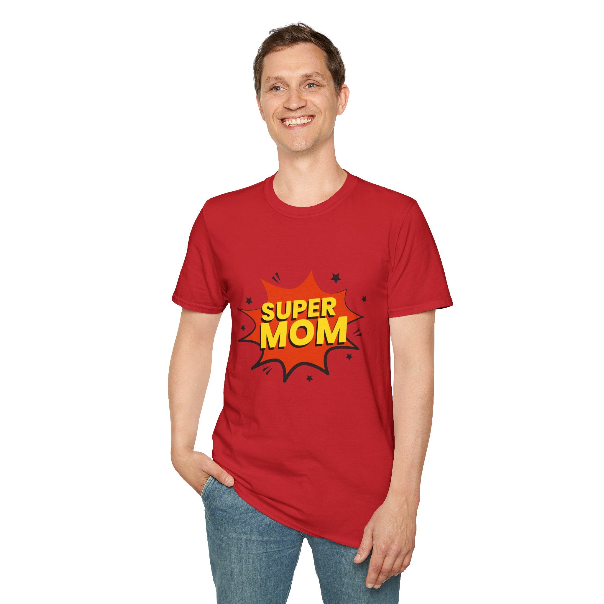 Super Mom Unisex Softstyle T-Shirt | Gift for Mother's Day, Funny Mom Tee, Birthday Present for Mom, Family Apparel, Casual Wear