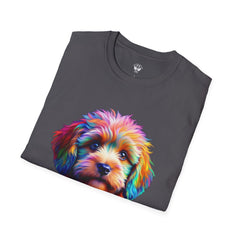 Colorful Puppy Art T-Shirt, Animal Lover Gift, Pet Owner Apparel, Fun Fashion for Dog Lovers, Unique Graphic Tee
