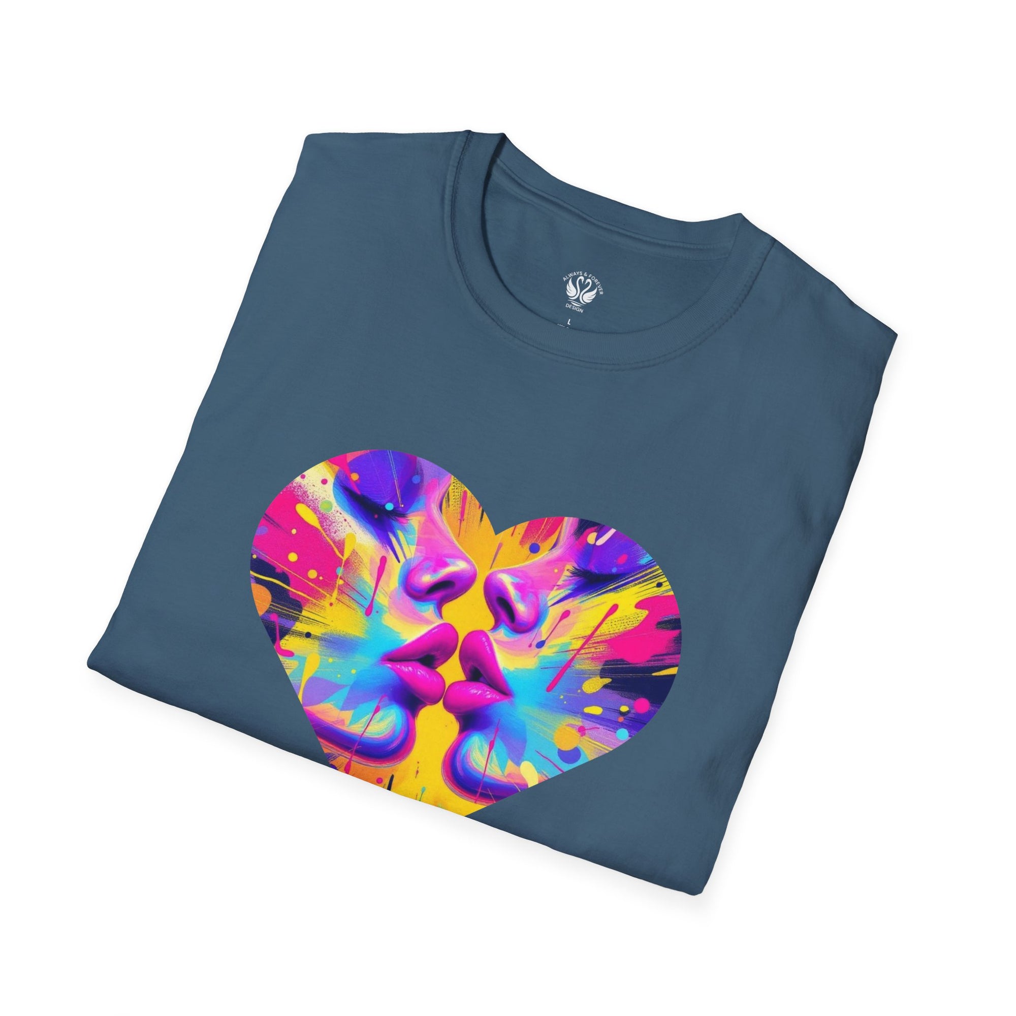 Vibrant Heart Art T-Shirt, Colorful Unisex Tee for Couples, Gift for Valentine's Day, Artistic Love Shirt, Casual Everyday Wear