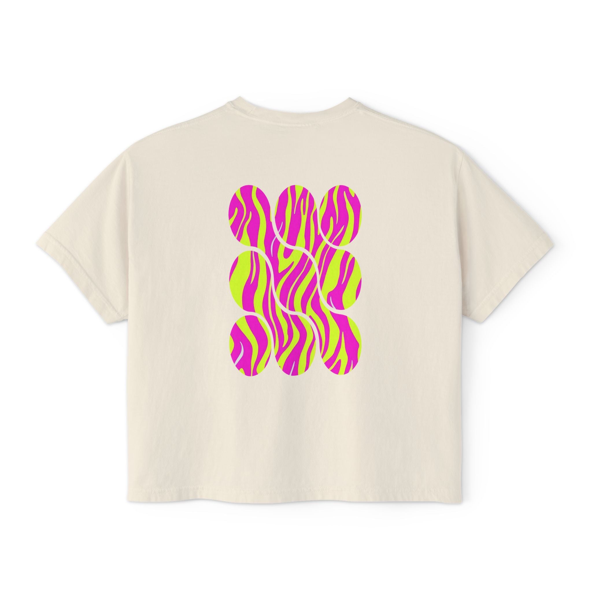 Women's Boxy Tee with Vibrant Heart and Pattern - Casual Summer Top, Gift for Her, Trendy Tee, Everyday Wear, Heart Print Shirt