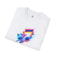 Musical Splash Unisex Softstyle T-Shirt | Gift for Music Lovers, Vibrant Art Tee, Trendy Music Shirt, Birthday Gift, Concert Wear