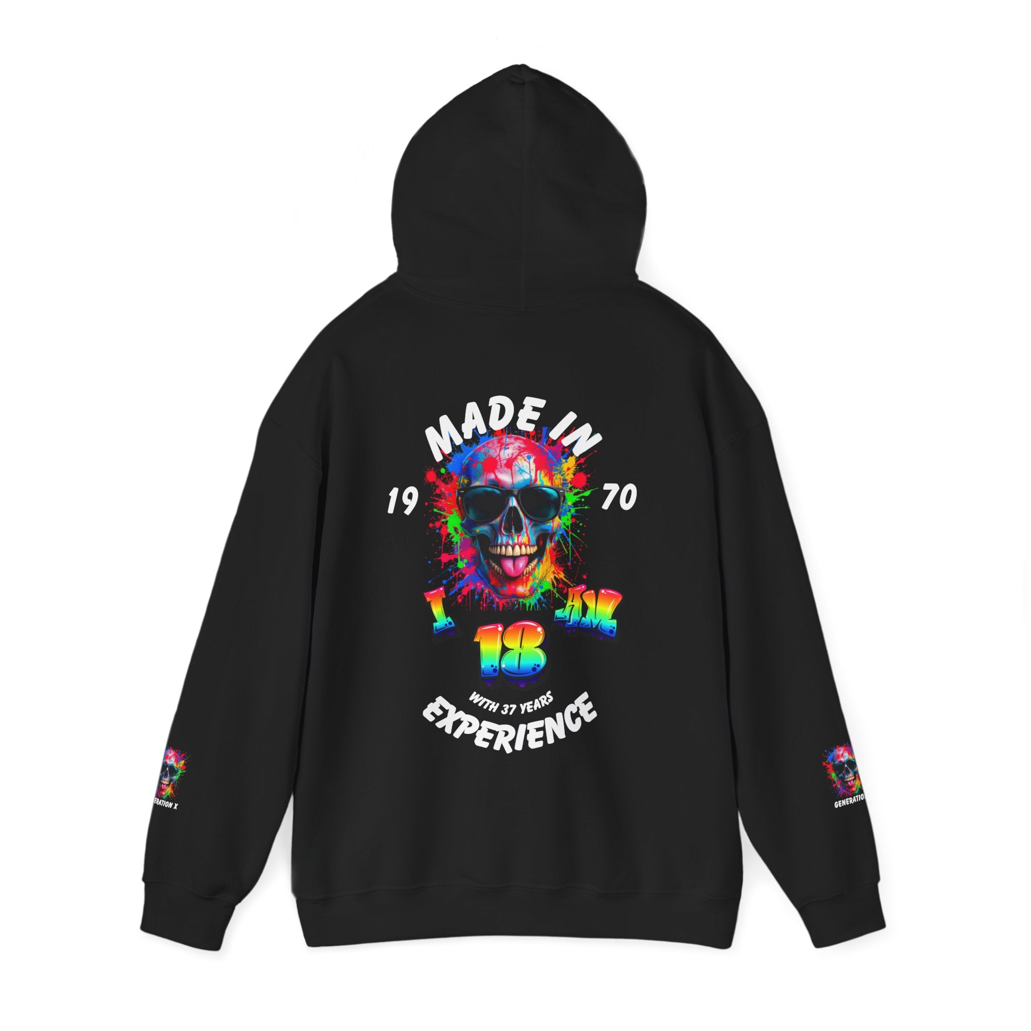 Colorful Retro Skull Hoodie, Unisex Heavy Blend Sweatshirt, Gift for Birthday, Casual Wear, Vintage Style