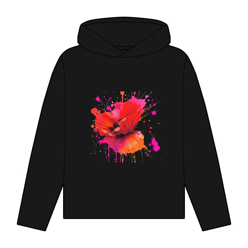 Floral Splatter Art Organic Hoodie for Women - Relaxed Fit