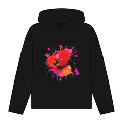 Floral Splatter Art Organic Hoodie for Women - Relaxed Fit