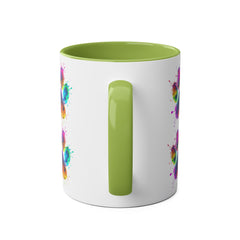 Colorful Paw Print Coffee Mug, Pet Lover Gift, Two-Tone Mug, Fun Dog Accessories, Vibrant Pet Themed Drinkware