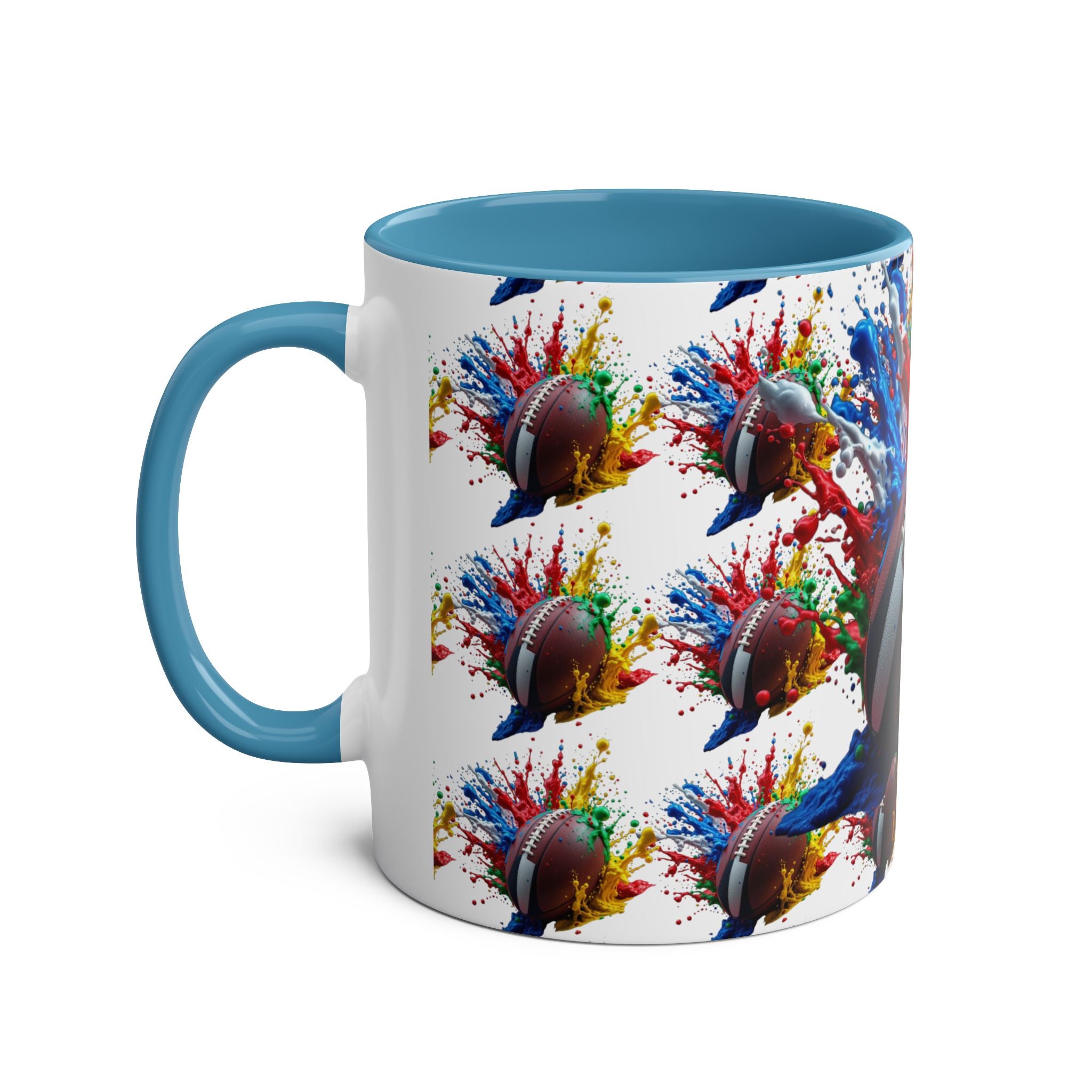 Vibrant Sports Coffee Mug, Colorful Football Design, Perfect Gift for Sports Fans, Game Day, Home Office, 11oz Two-Tone Mug