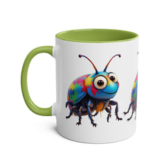 Colorful Beetle Two-Tone Coffee Mug - 11oz Fun and Whimsical Design