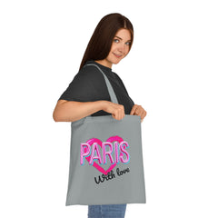 Paris With Love Cotton Tote Bag | Eco-Friendly Shopping Bag, Reusable Grocery Bag, Gift for Travelers, Lightweight Tote
