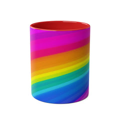 Vibrant Rainbow Two-Tone Coffee Mug - 11oz Colorful Drinkware