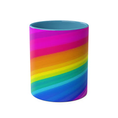 Vibrant Rainbow Two-Tone Coffee Mug - 11oz Colorful Drinkware