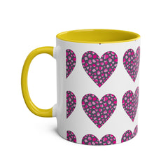 Pink Leopard Hearts Two-Tone Coffee Mug - 11oz - Perfect for Valentine's Day and Gift Giving