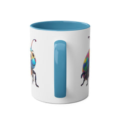 Colorful Beetle Two-Tone Coffee Mug - 11oz Fun and Whimsical Design