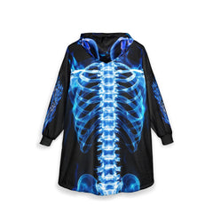 Flaming Skeleton Unisex Hooded Blanket