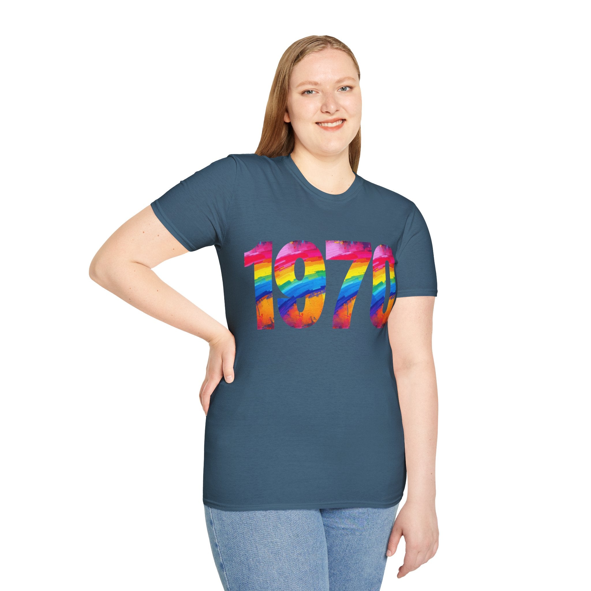 Retro 1970 Rainbow Unisex T-Shirt, Vintage Graphic Tee, LGBTQ Pride Apparel, Casual Streetwear, Gift Idea for Birthdays