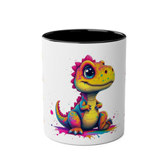 Colorful Dinosaur Two-Tone Coffee Mug - Cute 11oz Mug for Kids & Dino Lovers