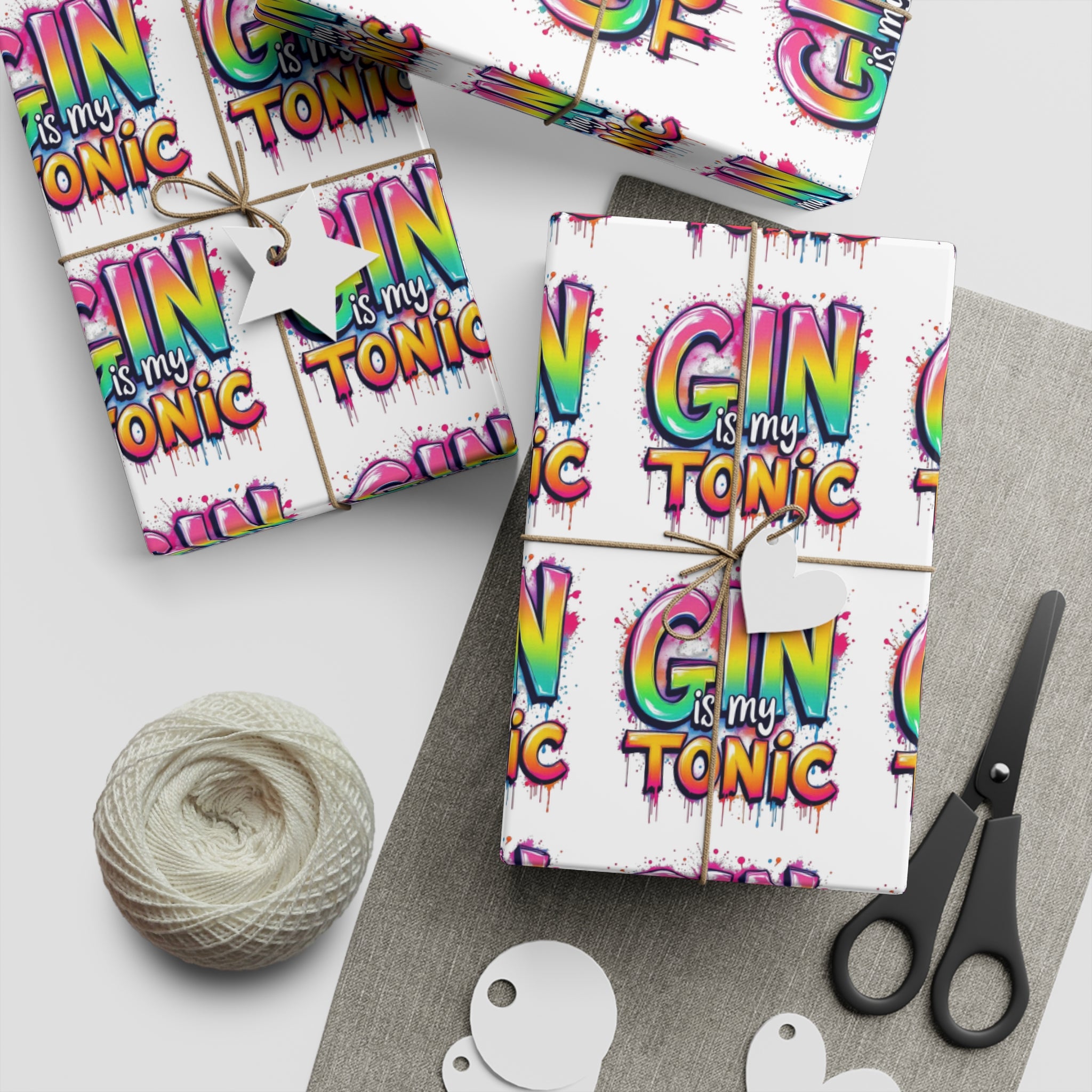 Fun Gin Themed Gift Wrapping Paper - Colorful 1pc Sheets for Celebrations