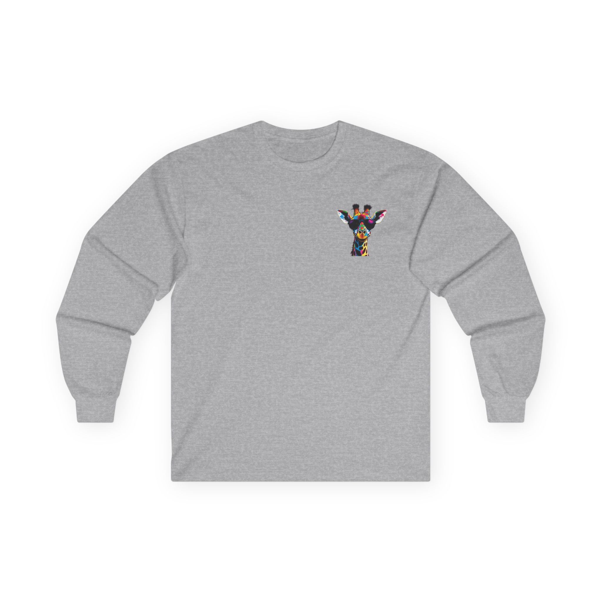 Colorful Giraffe Graphic Long Sleeve Tee for Animal Lovers