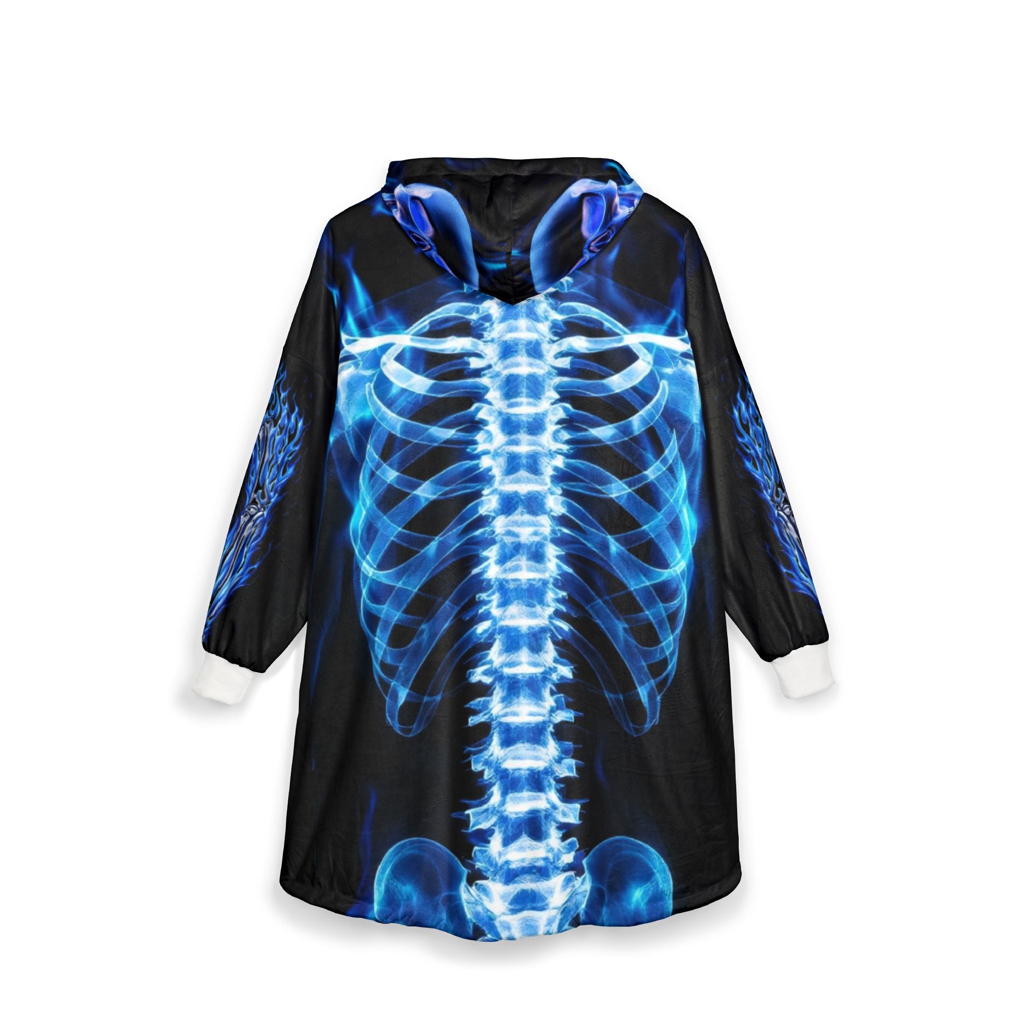 Flaming Skeleton Unisex Hooded Blanket