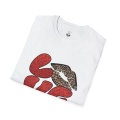 Leopard Love Graphic T-Shirt, Cute Valentine's Day Shirt, Casual Love Tee, Unisex Softstyle Top, Trendy Gift for Her