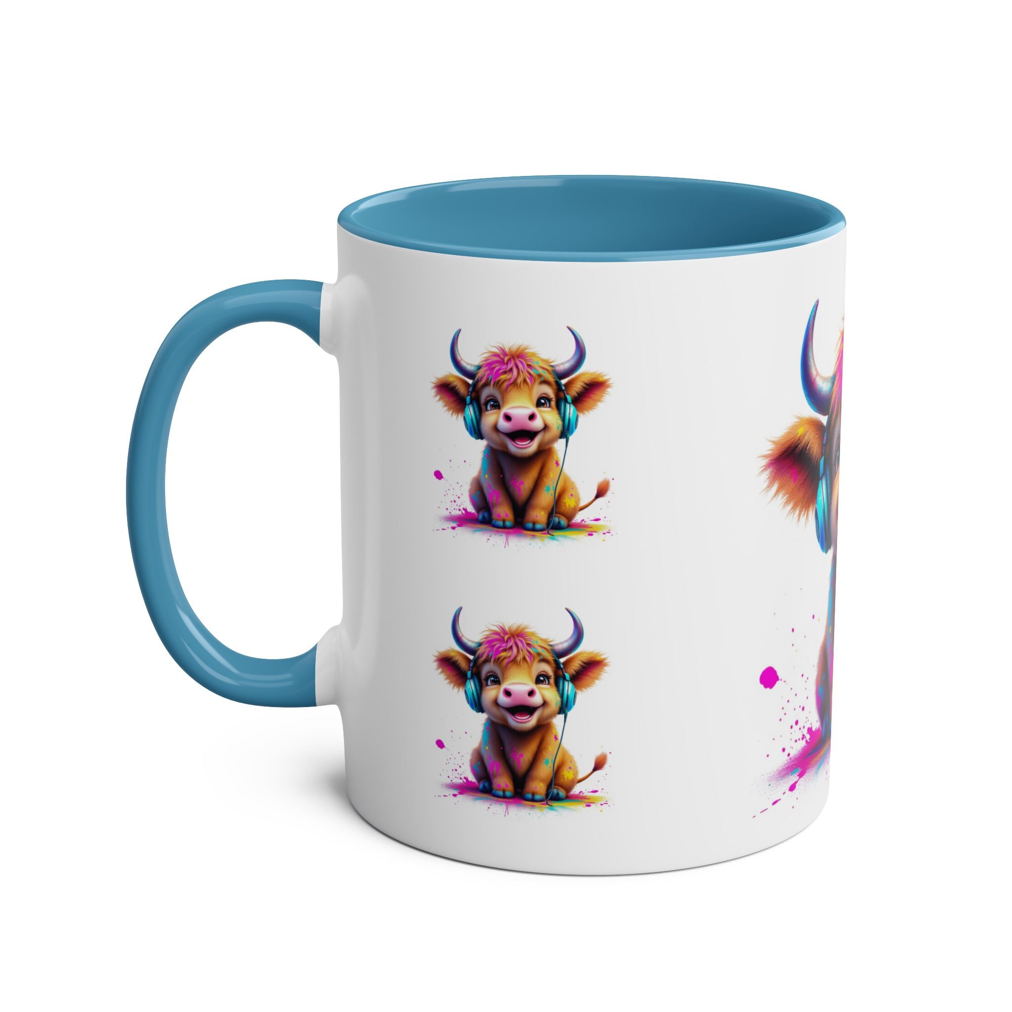Playful Highland Cow Mug, Cute Coffee Cup for Animal Lovers, Gift for Birthdays, Cow Decor, Fun Kitchenware, Colorful Drinkware