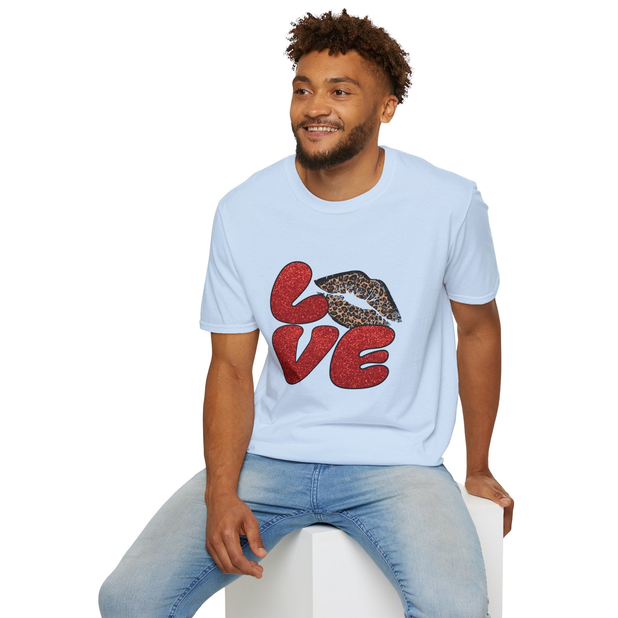 Leopard Love Graphic T-Shirt, Cute Valentine's Day Shirt, Casual Love Tee, Unisex Softstyle Top, Trendy Gift for Her