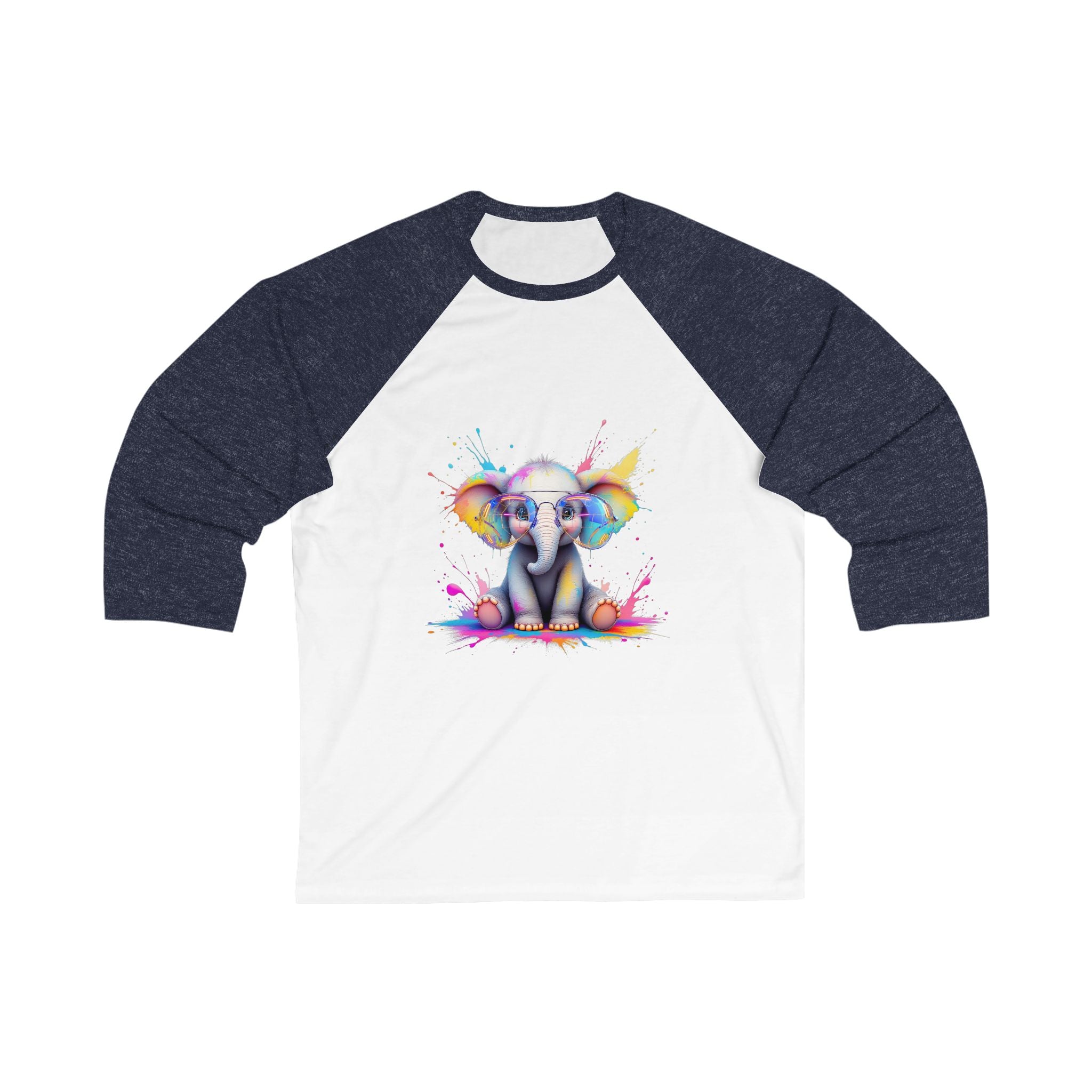 Colorful Elephant Baseball Tee, Fun Tee for Animal Lovers, Casual Wear, Gift for Birthdays, Unique Art Top, Perfect for All Seasons, [...]